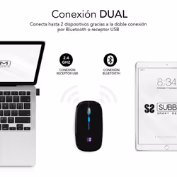 SUBBLIM SUBMO-LDFLAT1 souris Ambidextre RF Wireless + Bluetooth + USB Type-A Optique 1600 DPI