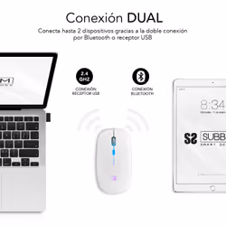 SUBBLIM SUBMO-LDFLAT2 souris Ambidextre RF Wireless + Bluetooth + USB Type-A Optique 1600 DPI