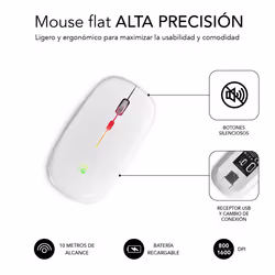 SUBBLIM SUBMO-LDFLAT2 souris Ambidextre RF Wireless + Bluetooth + USB Type-A Optique 1600 DPI - Vue supplémentaire 5