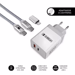 SUBBLIM SUBCHG-3WPD10 chargeur d'appareils mobiles Universel Argent, Blanc Secteur Charge rapide Intérieure