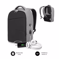 SUBBLIM MOCHILA SECURE V2 AP ANTIROBO 16'' GRIS, Sac à dos, 40,6 cm (16"), 654 g