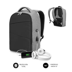 SUBBLIM MOCHILA SECURE V2 AP ANTIROBO 16'' GRIS 16" Sac à dos Noir, Gris