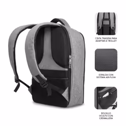 SUBBLIM MOCHILA SECURE V2 AP ANTIROBO 16'' GRIS 16" Sac à dos Noir, Gris