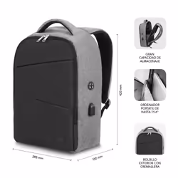 SUBBLIM MOCHILA SECURE V2 AP ANTIROBO 16'' GRIS 16" Sac à dos Noir, Gris - Vue supplémentaire 4
