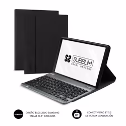 SUBBLIM SUBKT3-BTS055, QWERTY, Espagnole, 5 million de caractères, Samsung, Tablet Samsung GT A8 10.5“ X200/205, Noir, Gris