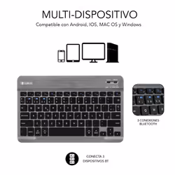 SUBBLIM SUBKT3-BTS055 clavier pour tablette Noir, Gris Bluetooth QWERTY Espagnole