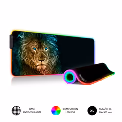 SUBBLIM SUBMP-02RGB10, Noir, Multicolore, Image, Tissu, Néoprène, Caoutchouc, Alimenté par port USB, Multicolore, Tapis de so ...
