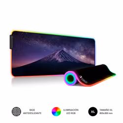 SUBBLIM SUBMP-02RGB11, Noir, Multicolore, Image, Tissu, Néoprène, Caoutchouc, Alimenté par port USB, Multicolore, Tapis de so ...
