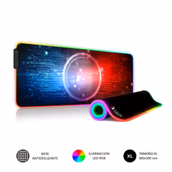 SUBBLIM SUBMP-02RGB12, Noir, Multicolore, Image, Tissu, Néoprène, Caoutchouc, Alimenté par port USB, Multicolore, Tapis de so ...