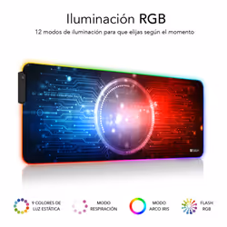 SUBBLIM SUBMP-02RGB12 tapis de souris Tapis de souris de jeu Noir, Multicolore