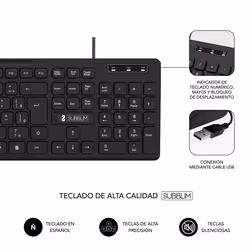 SUBBLIM SUBKBC-CSSK01 clavier Souris incluse USB QWERTY Espagnole Noir - Vue supplémentaire 4