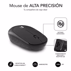 SUBBLIM SUBKBC-CSSW10 clavier Souris incluse RF sans fil QWERTY Espagnole Noir - Vue supplémentaire 4