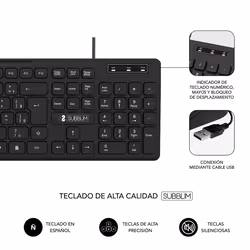 SUBBLIM SUBKBC-0SSK50 clavier USB QWERTY Espagnole Noir - Vue supplémentaire 4
