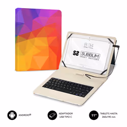 SUBBLIM FUNDA + TECLADO TABLET KEYTAB USB TRIANGULOS Multicolore Micro-USB QWERTY Espagnole