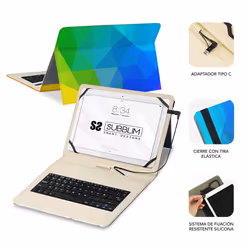 SUBBLIM FUNDA + TECLADO TABLET KEYTAB USB TRIANGULOS Multicolore Micro-USB QWERTY Espagnole