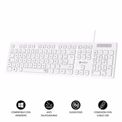 SUBBLIM SUBKBC-0SSK51 clavier USB QWERTY Espagnole Noir, Blanc