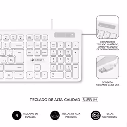 SUBBLIM SUBKBC-0SSK51 clavier USB QWERTY Espagnole Noir, Blanc - Vue supplémentaire 4