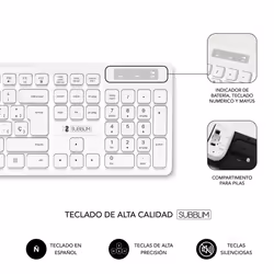 SUBBLIM SUBKBC-CSSW11 clavier Souris incluse RF sans fil QWERTY Espagnole Blanc - Vue supplémentaire 4