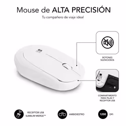 SUBBLIM SUBKBC-CSSW11 clavier Souris incluse RF sans fil QWERTY Espagnole Blanc - Vue supplémentaire 5