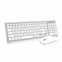 SUBBLIM SUBKBC-DCEP10, 98%, RF sans fil + Bluetooth, Commutateur de touche « ciseaux », QWERTY, Argent, Blanc, Souris incluse