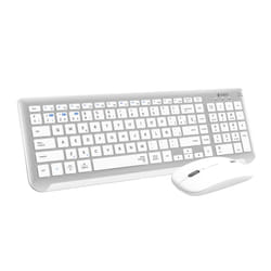 SUBBLIM SUBKBC-DCEP10 clavier Souris incluse RF sans fil + Bluetooth QWERTY Espagnole Argent, Blanc