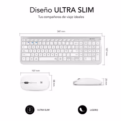 SUBBLIM SUBKBC-DCEP10 clavier Souris incluse RF sans fil + Bluetooth QWERTY Espagnole Argent, Blanc - Vue supplémentaire 5