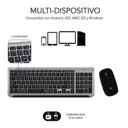 SUBBLIM SUBKBC-DCEP20 clavier Souris incluse RF sans fil + Bluetooth QWERTY Espagnole Noir, Gris - Vue supplémentaire 4