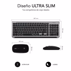 SUBBLIM SUBKBC-DCEP20 clavier Souris incluse RF sans fil + Bluetooth QWERTY Espagnole Noir, Gris - Vue supplémentaire 5