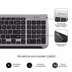 SUBBLIM SUBKBC-DCEP20 clavier Souris incluse RF sans fil + Bluetooth QWERTY Espagnole Noir, Gris - Vue supplémentaire 6
