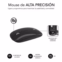 SUBBLIM SUBKBC-DCEP20 clavier Souris incluse RF sans fil + Bluetooth QWERTY Espagnole Noir, Gris - Vue supplémentaire 7