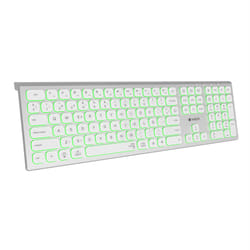 SUBBLIM SUBKB-3MIE300 clavier RF sans fil + Bluetooth QWERTY Espagnole Argent, Blanc