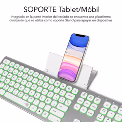 SUBBLIM SUBKB-3MIE300 clavier RF sans fil + Bluetooth QWERTY Espagnole Argent, Blanc - Vue supplémentaire 7