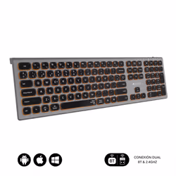 SUBBLIM SUBKB-3MIE310 clavier RF sans fil + Bluetooth QWERTY Espagnole Noir, Gris