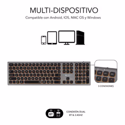 SUBBLIM SUBKB-3MIE310 clavier RF sans fil + Bluetooth QWERTY Espagnole Noir, Gris - Vue supplémentaire 4