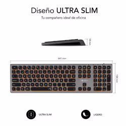 SUBBLIM SUBKB-3MIE310 clavier RF sans fil + Bluetooth QWERTY Espagnole Noir, Gris - Vue supplémentaire 5