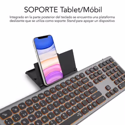SUBBLIM SUBKB-3MIE310 clavier RF sans fil + Bluetooth QWERTY Espagnole Noir, Gris - Vue supplémentaire 7
