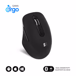 SUBBLIM SUBMO-EDCUR01, Droitier, Optique, Bluetooth + USB Type-A, 1600 DPI, Noir