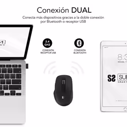 SUBBLIM SUBMO-EDCUR01 souris Universel Droitier Bluetooth + USB Type-A Optique 1600 DPI