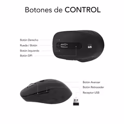 SUBBLIM SUBMO-EDCUR01 souris Universel Droitier Bluetooth + USB Type-A Optique 1600 DPI - Vue supplémentaire 6