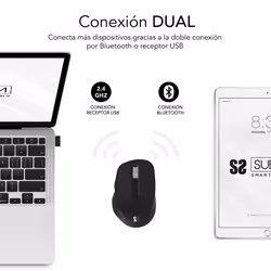 SUBBLIM RATON OPTICO DUAL COMFORT ERGO DUAL BATERIA NEGRO souris Universel Droitier Bluetooth + USB Type-A Optique 2400 DPI - Vue supplémentaire 2