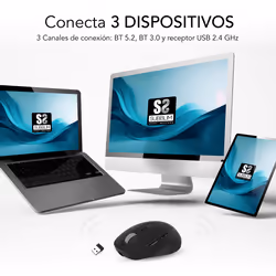 SUBBLIM RATON OPTICO DUAL COMFORT ERGO DUAL BATERIA NEGRO souris Universel Droitier Bluetooth + USB Type-A Optique 2400 DPI - Vue supplémentaire 3