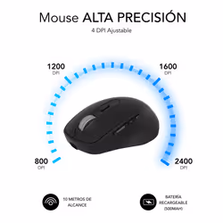 SUBBLIM RATON OPTICO DUAL COMFORT ERGO DUAL BATERIA NEGRO souris Universel Droitier Bluetooth + USB Type-A Optique 2400 DPI - Vue supplémentaire 4