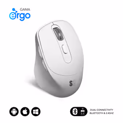 SUBBLIM RATON OPTICO DUAL COMFORT ERGO DUAL BATERIA BLANCO, Droitier, Optique, Bluetooth + USB Type-A, 2400 DPI, Noir
