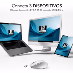 SUBBLIM RATON OPTICO DUAL COMFORT ERGO DUAL BATERIA BLANCO souris Universel Droitier Bluetooth + USB Type-A Optique 2400 DPI
