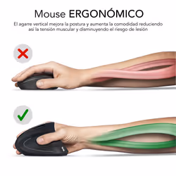 SUBBLIM RATON OPTICO DUAL GLIDE VERTICAL ERGO DUAL BATERIA NEGRO souris Universel Droitier Bluetooth + USB Type-A Optique 1600 DPI - Vue supplémentaire 5