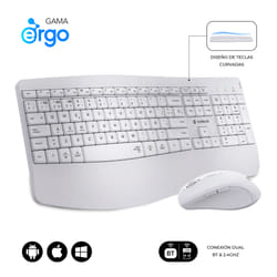 SUBBLIM SUBKBC-DCOPW1 clavier Souris incluse maison/bureau RF sans fil + Bluetooth QWERTY Espagnole Blanc