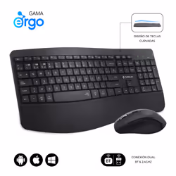 SUBBLIM SUBKBC-DCOPW2, Sans fil, RF sans fil + Bluetooth, Clavier à membrane, QWERTY, Noir, Souris incluse