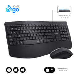 SUBBLIM SUBKBC-DCOPW2 clavier Souris incluse maison/bureau RF sans fil + Bluetooth QWERTY Espagnole Noir