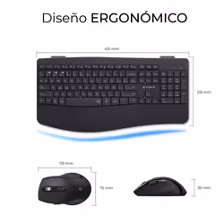 SUBBLIM SUBKBC-DCOPW2 clavier Souris incluse maison/bureau RF sans fil + Bluetooth QWERTY Espagnole Noir - Vue supplémentaire 4