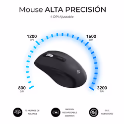 SUBBLIM SUBKBC-DCOPW2 clavier Souris incluse maison/bureau RF sans fil + Bluetooth QWERTY Espagnole Noir - Vue supplémentaire 6